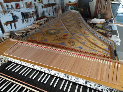 Pymble Ladies’ College harpsichord installing action 67K jpeg