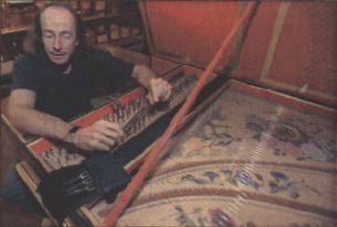 Carey Beebe tuning the Kevin Fryer French Double Harpischord at the 1999 Carmel Bach Festival 11K jpeg
