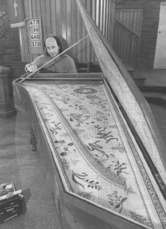 Carey Beebe at his Ruckers Single Harpsichord in Canberra 29K jpeg