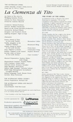 The Australian Opera 1991 La clemenza di Tito cast sheet 39K jpeg