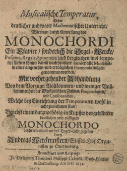 Titlepage, Werckemister’s “Musicalische Temperatur (1691) 42K jpeg