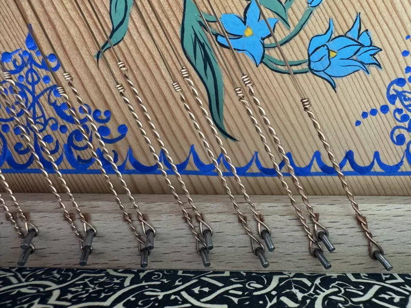 Red brass bass harpsichord strings 101K webp